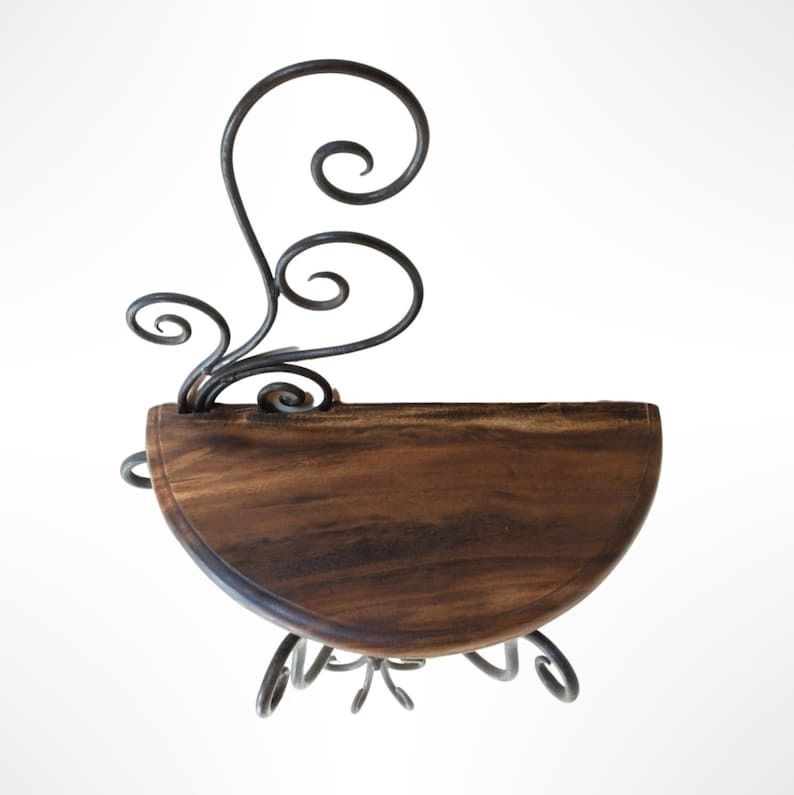 French Vintage Artisan Made Wrought Iron And Hand Forged Iron And Wood Wall Console Shelf photo Furniture