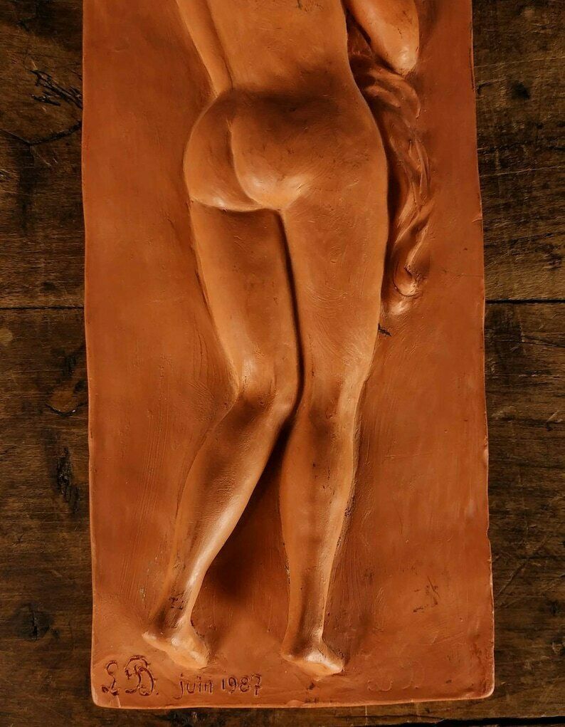French Ceramic Nude Woman Plaque, Vintage Erotic Plaque, Vintage Earthenware Art, French Folk Art, Vintage Studio Pottery, Vernacular Art photo buy