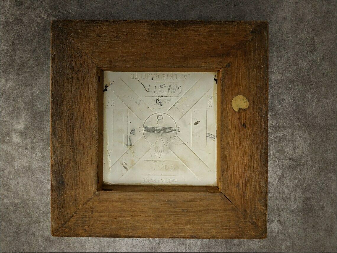 Vintage French Trivet, Mid Century Modern Ceramic Tile Butterfly Pot Rest, Mcm Wooden And Pottery Insect Trivet, La Ferte Gaucher, Tableware photo vintage