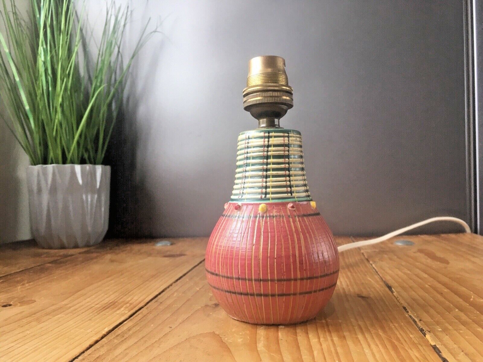 Lighting 50's Mcm Italian Pottery Fratelli Fanciullacci Knobbly Sgraffito Table Lamp Base photo