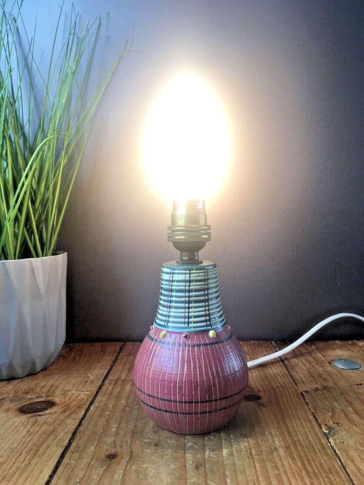 150.0 50's Mcm Italian Pottery Fratelli Fanciullacci Knobbly Sgraffito Table Lamp Base photo