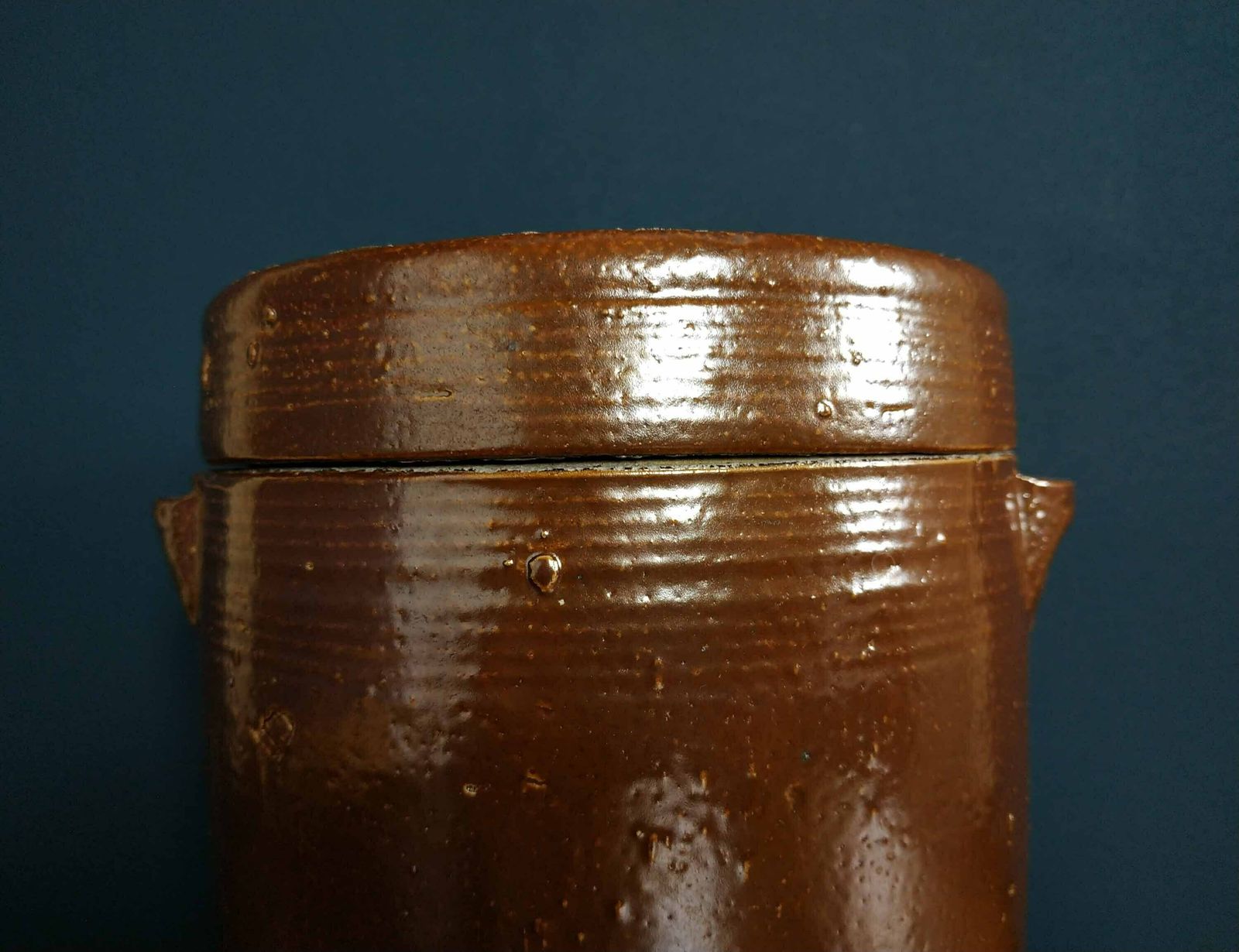 French Stoneware Pot, Lidded Stoneware Ceramic Confit Jar, French Country Kitchen Container, Pottery Crock Pot,Rustic French Farmhouse Decor photo vinterior