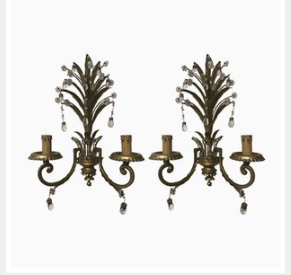 Antique Sconces With Murano Glass Drops 