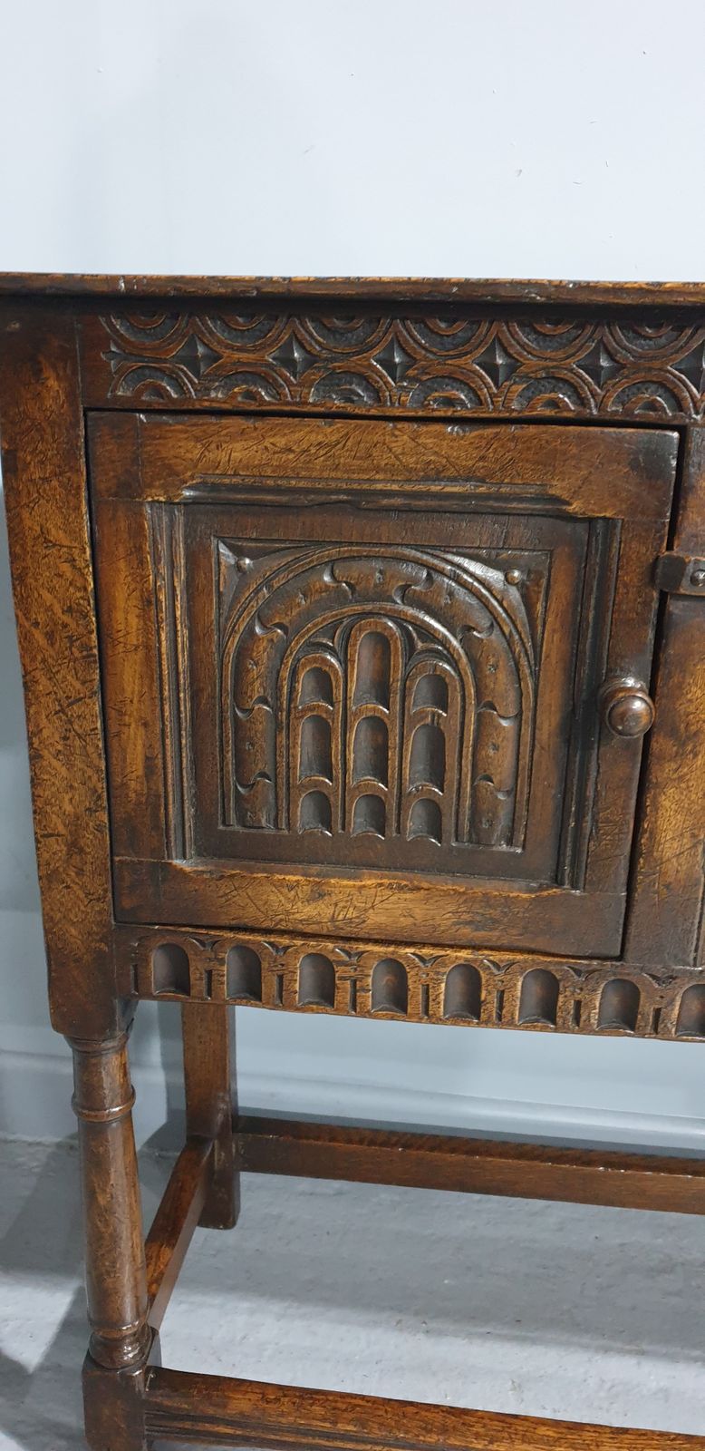 Carved Oak Sideboard Of Small Proportions photo vintage