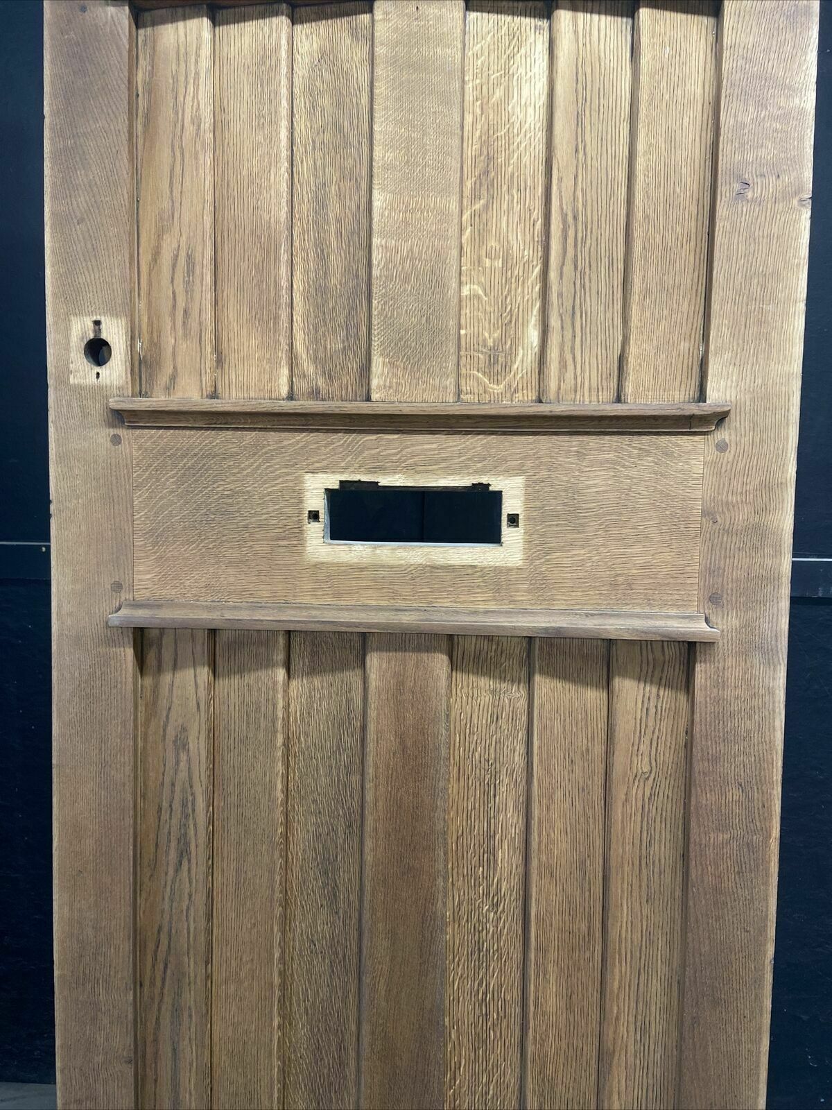 Solid Oak Front Door Arts Crafts Old Period Antique Glass Reclaimed Wood Iron photo for sale