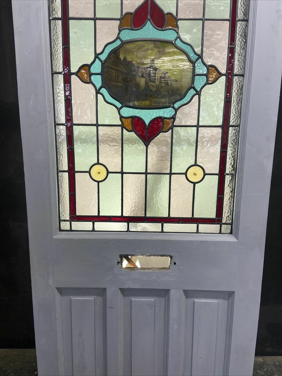 Unique Edwardian Front Door Period Stained Glass Old Reclaimed Antique Wood Lead photo Home Fixtures