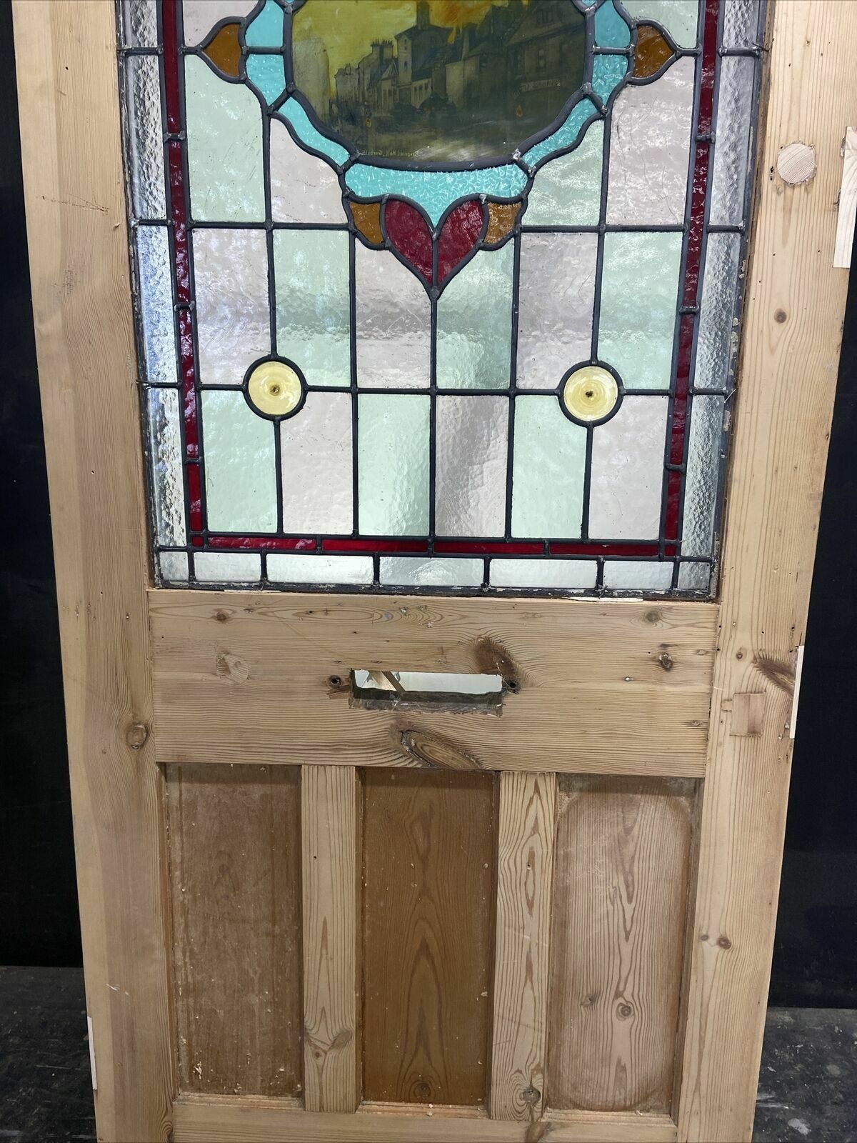 2655.0 Unique Edwardian Front Door Period Stained Glass Old Reclaimed Antique Wood Lead photo
