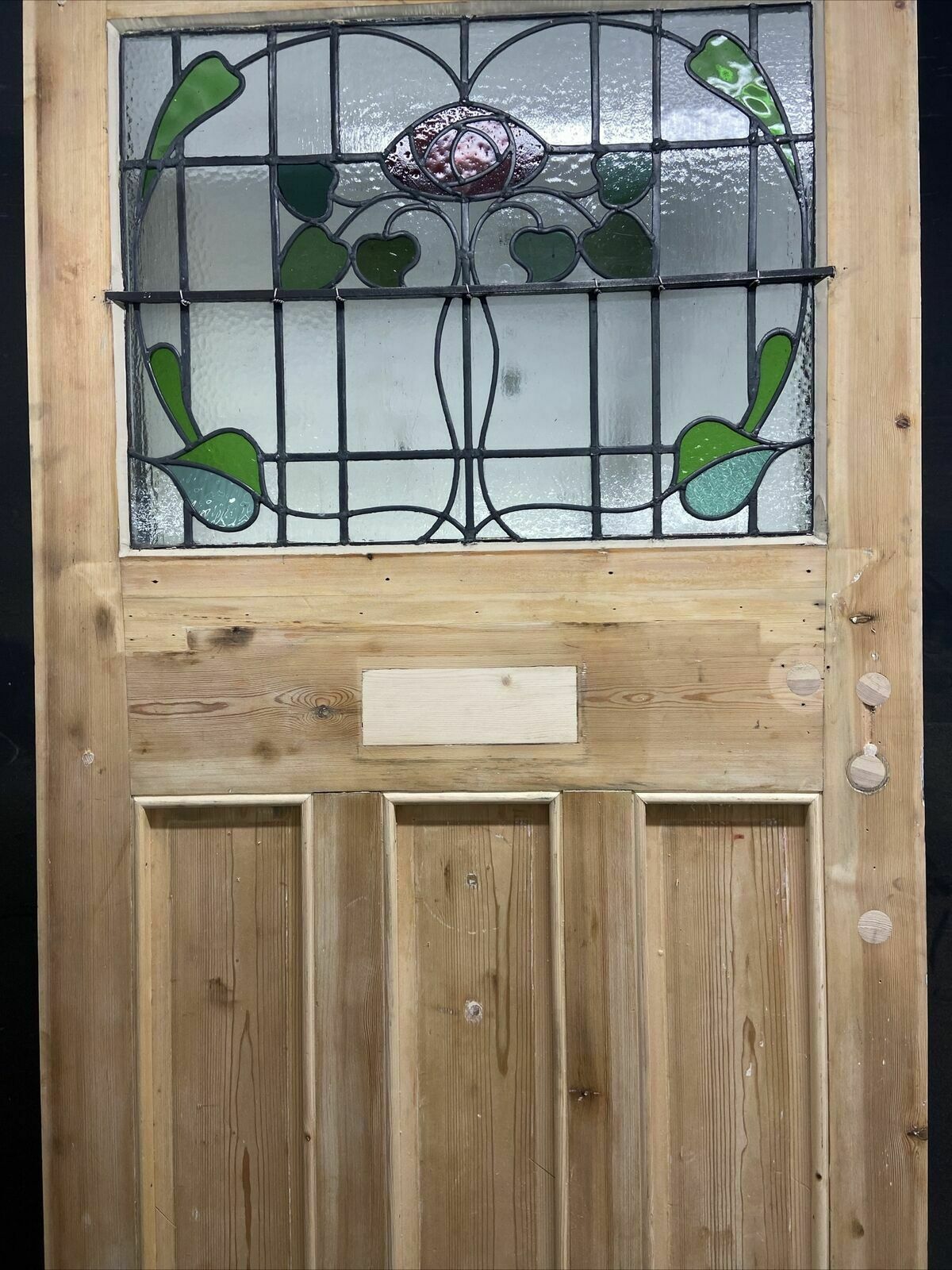 photo for sale X Large Victorian Stained Glass Front Door Old Reclaim Antique Wood Art Nouveau