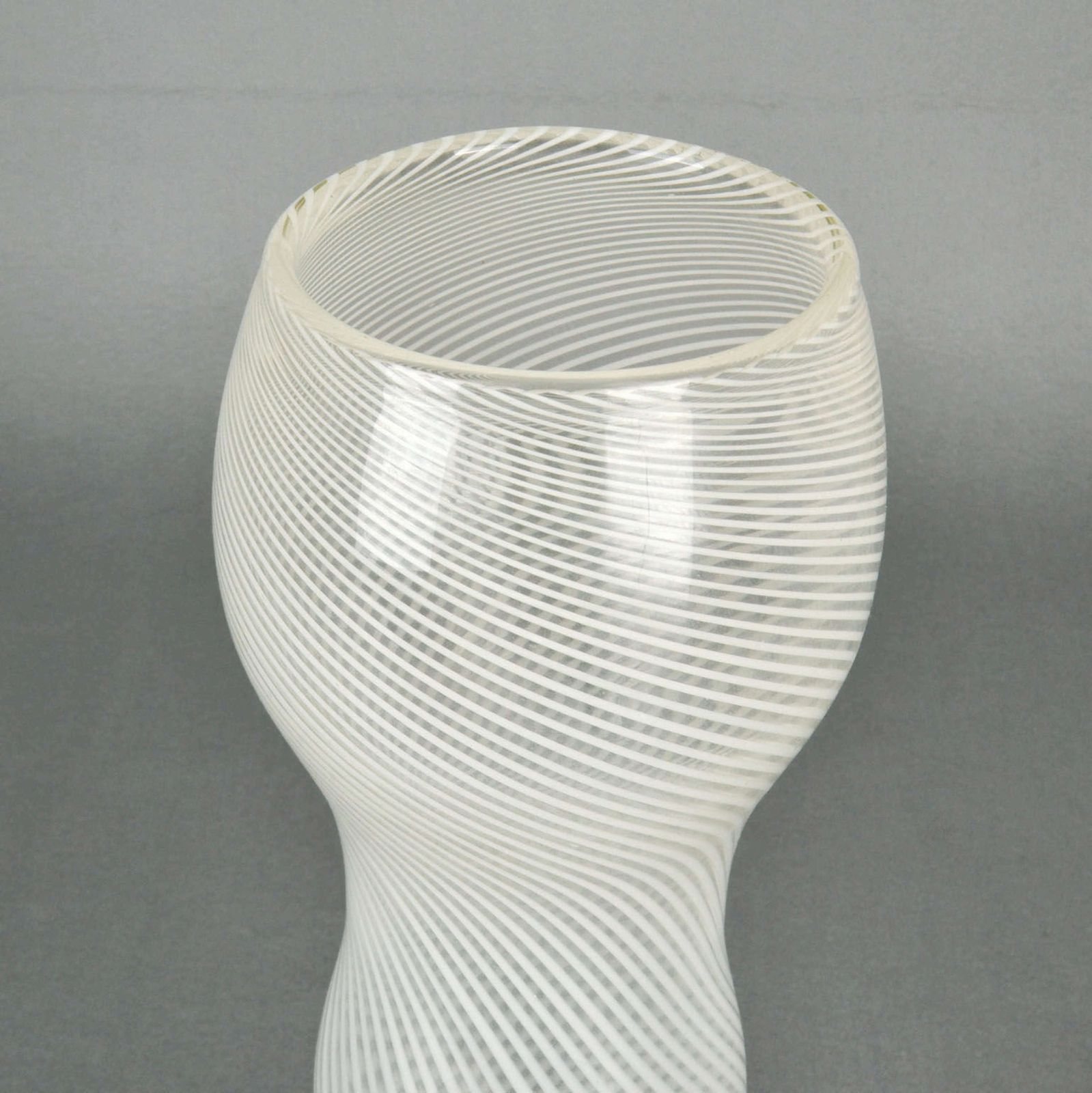 Tall Mezza Filigrana Footed White Murano Vase, Style Of Dino Martens photo furniture