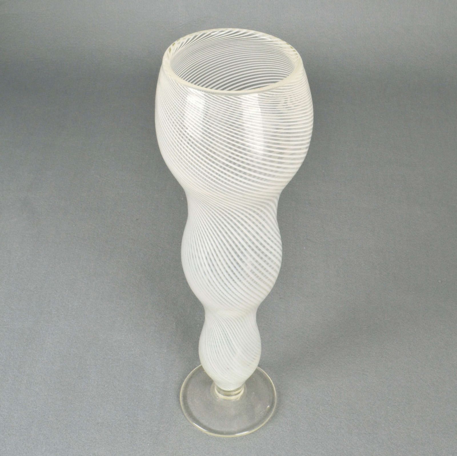 Tall Mezza Filigrana Footed White Murano Vase, Style Of Dino Martens photo buy