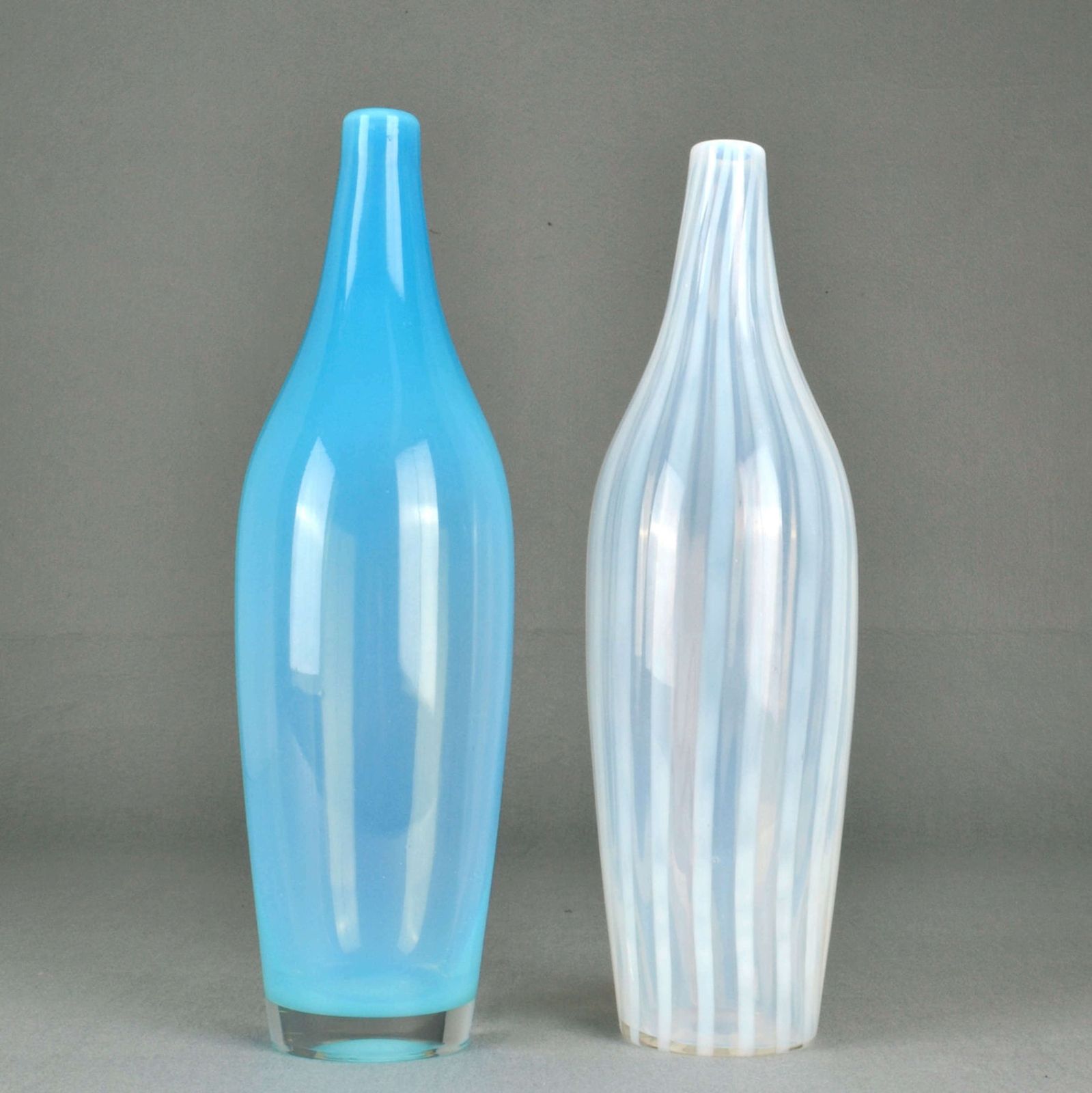 Blue And White Hand Blown Vases By Leerdam 1960's photo Home Decor