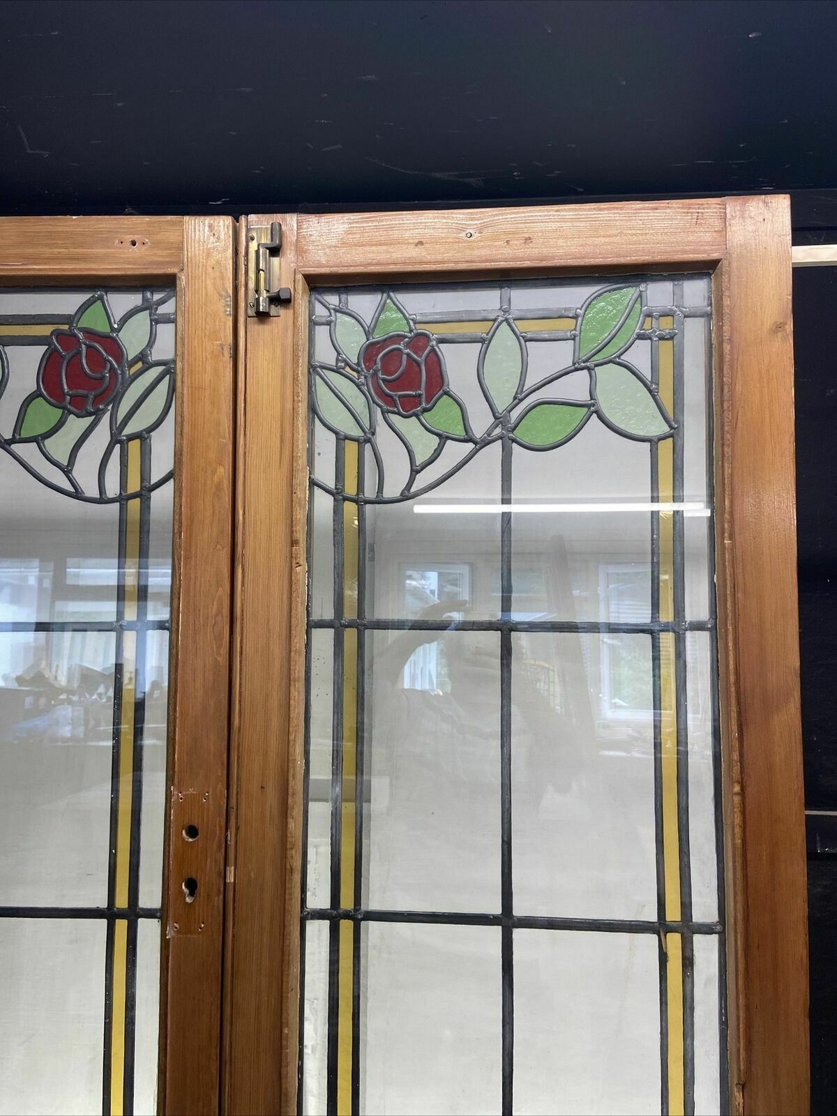 Double Edwardian Stained Glass Doors Antique Period Reclaimed Old French Lead photo 1947.0