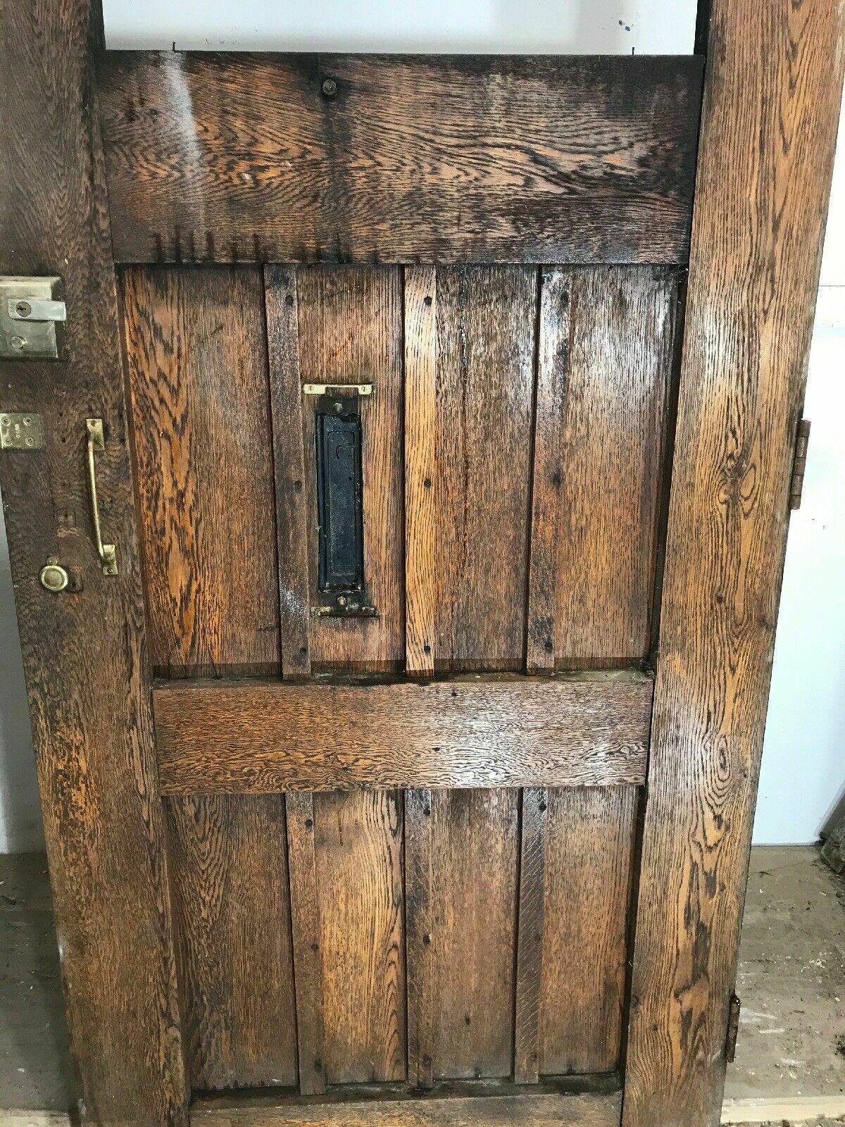 Home Fixtures Large Solid Oak Front Door Antique Old Period Wood Reclaimed Hardwood Unglazed photo