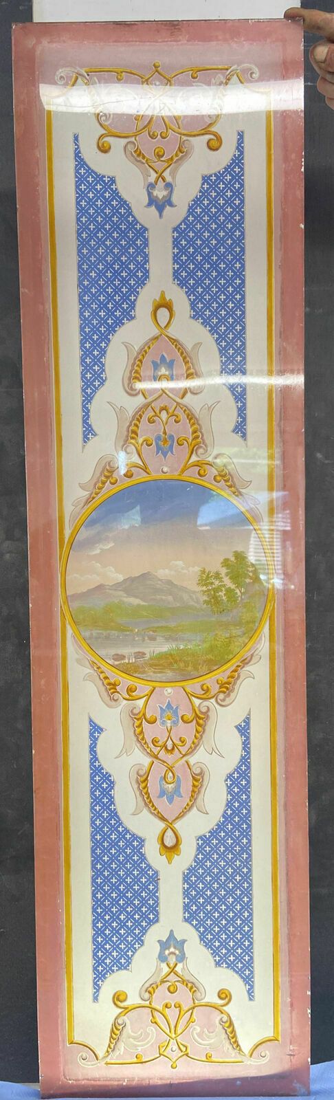 Antique Victorian Stained Glass Window Hand Painted Old Reclaimed Period Unique