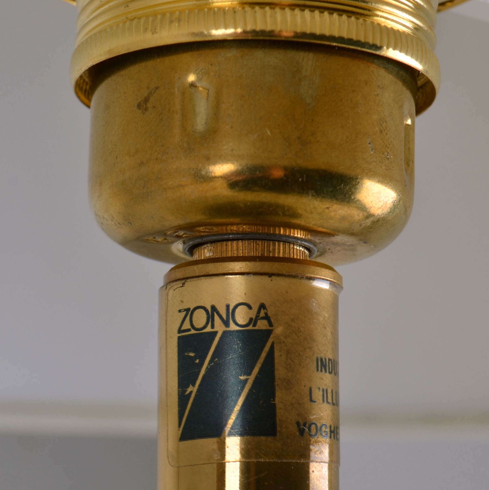 2500.0 Pair Of Cream Porcelain And Brass Table Lamps By Zonca, Italy, 1970s photo