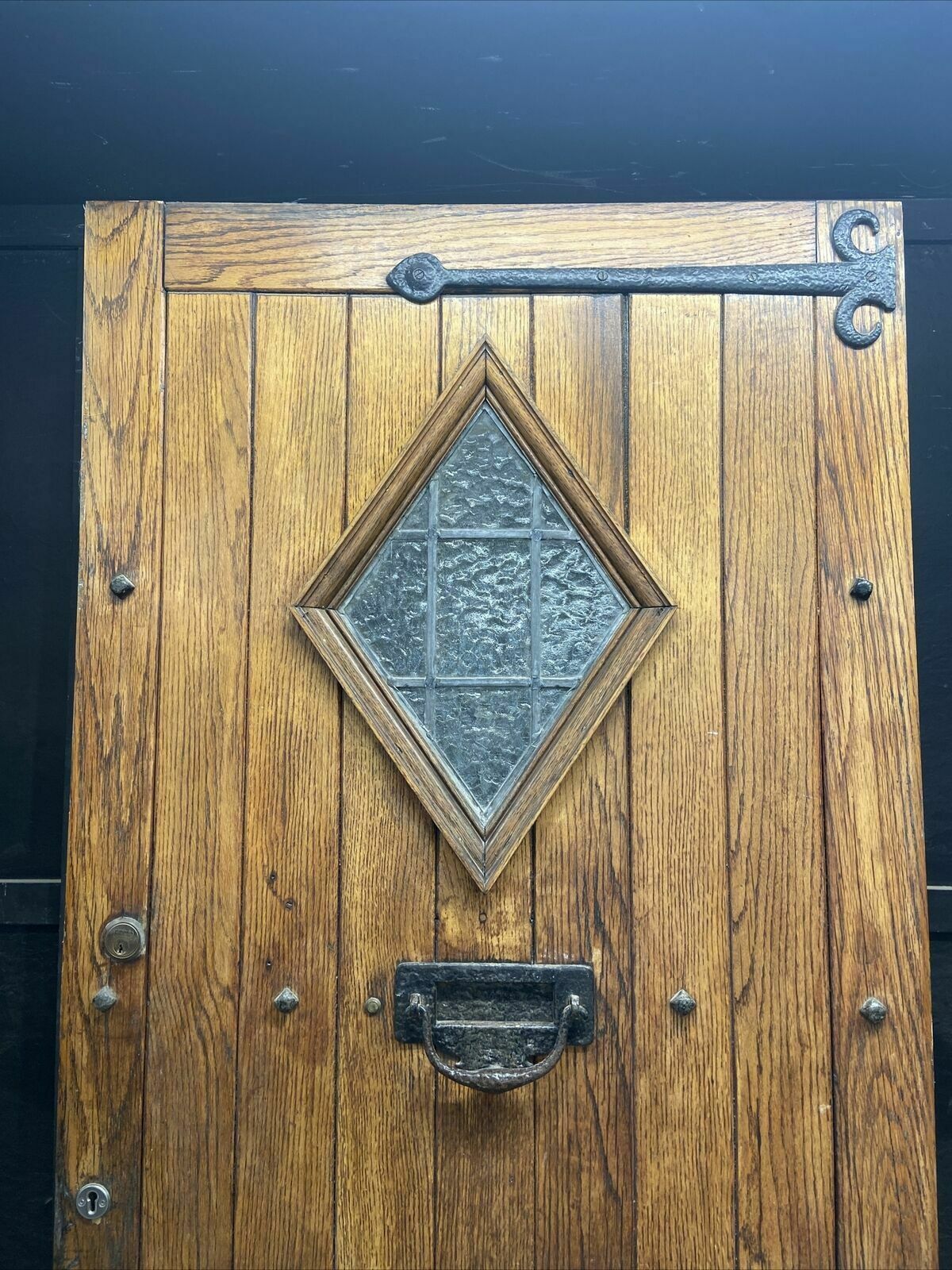 Solid Oak Front Door Old Period Wood Antique Reclaimed Hardwood Glazed Leaded photo furniture