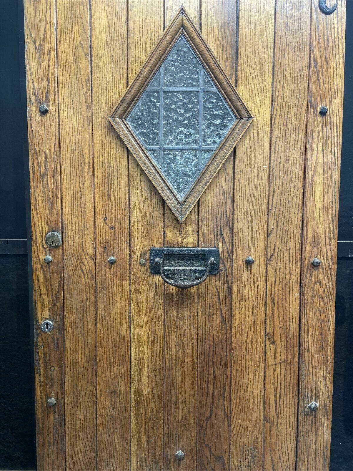 Solid Oak Front Door Old Period Wood Antique Reclaimed Hardwood Glazed Leaded photo Home Fixtures