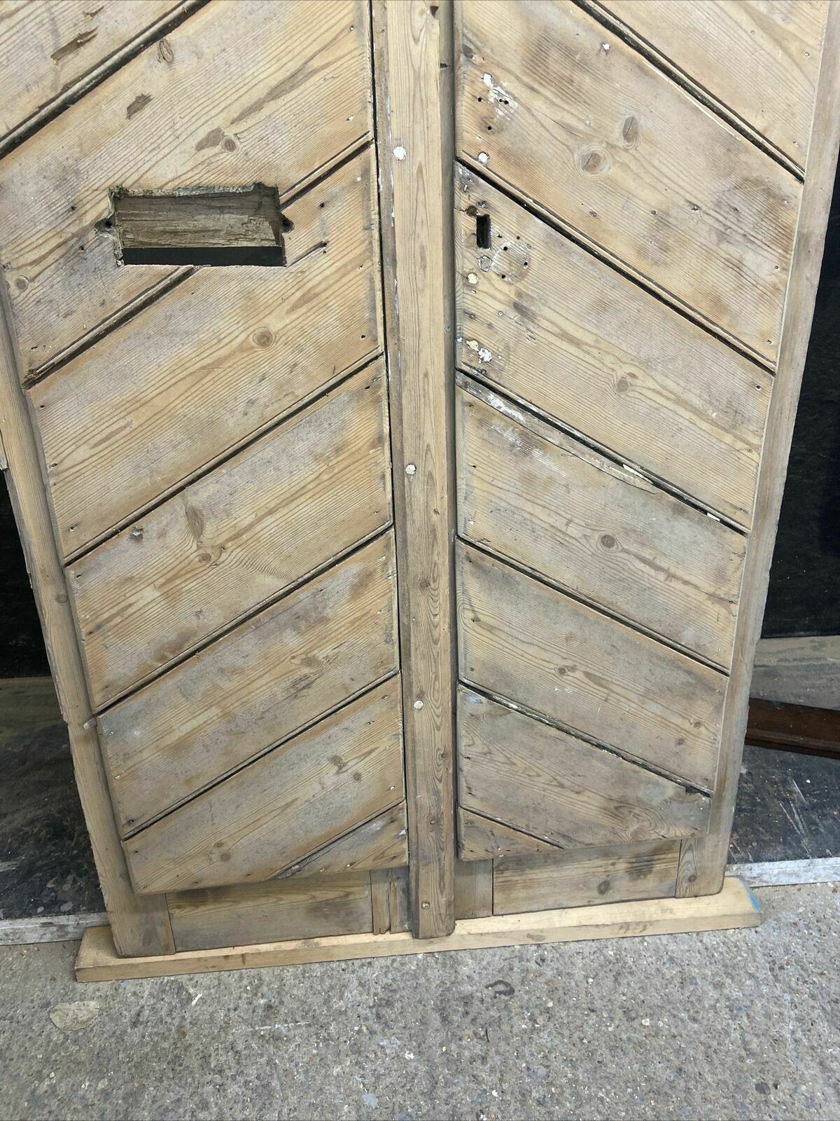 Pair Antique Double Doors Pine Period Reclaimed Old School Cornish Folly Garden photo 1057.0