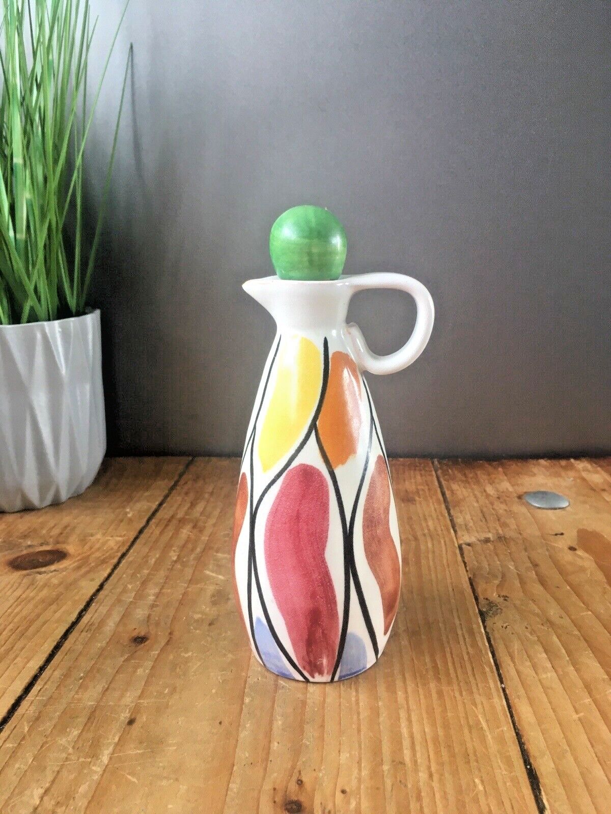 Mid Century Italian Pottery Multicoloured Vinegar Jug Bottle Pucci Ceramiche 50s By Pucci Ceramiche Of Umbertide photo 50.0
