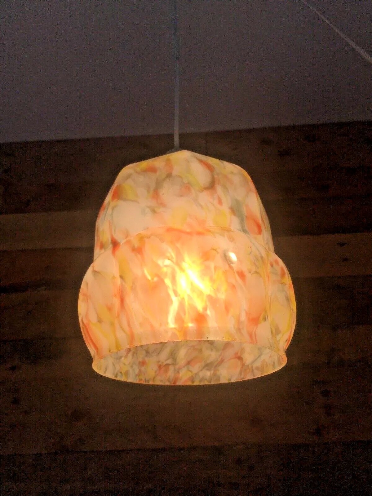 Art Deco Yellow Orange Marbled Geometric Spatter Glass Ceiling Light Lamp Shade