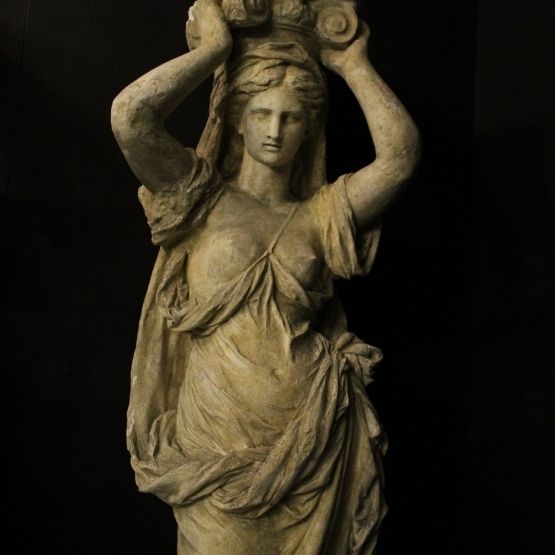 French Plaster Pair Of Caryatids With Pedestals photo Home Decor