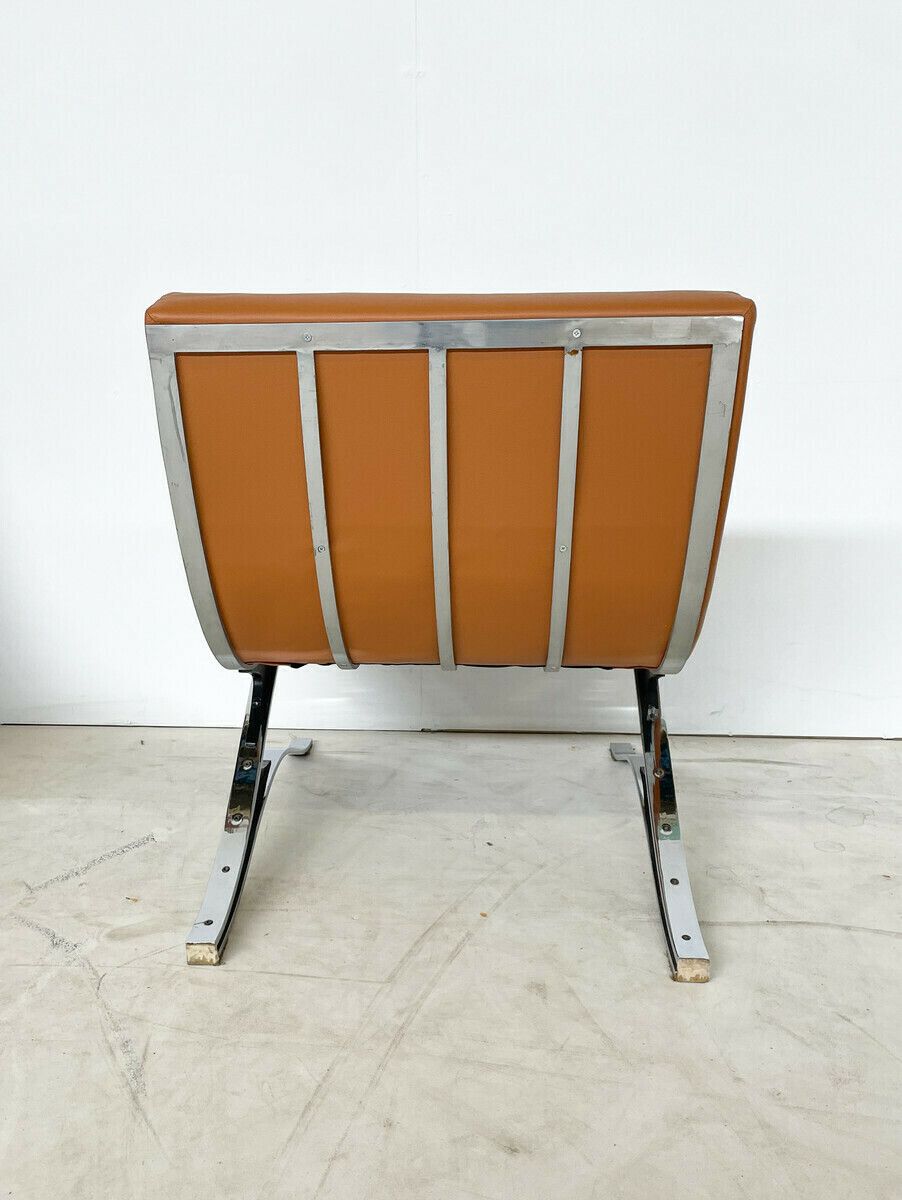 Italian Mid Century Brown Leather Armchair photo vintage