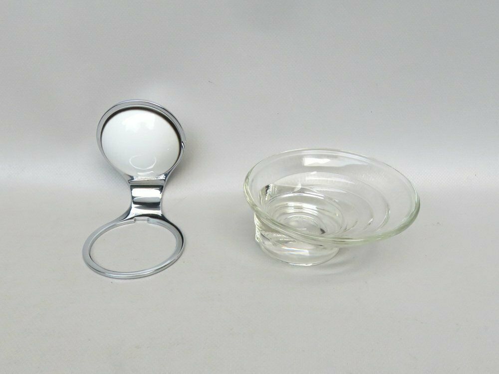 1490.9 Space Age Bathroom Set In Chrome Plated Brass And Porcelain, 1970s, Set Of 4 photo