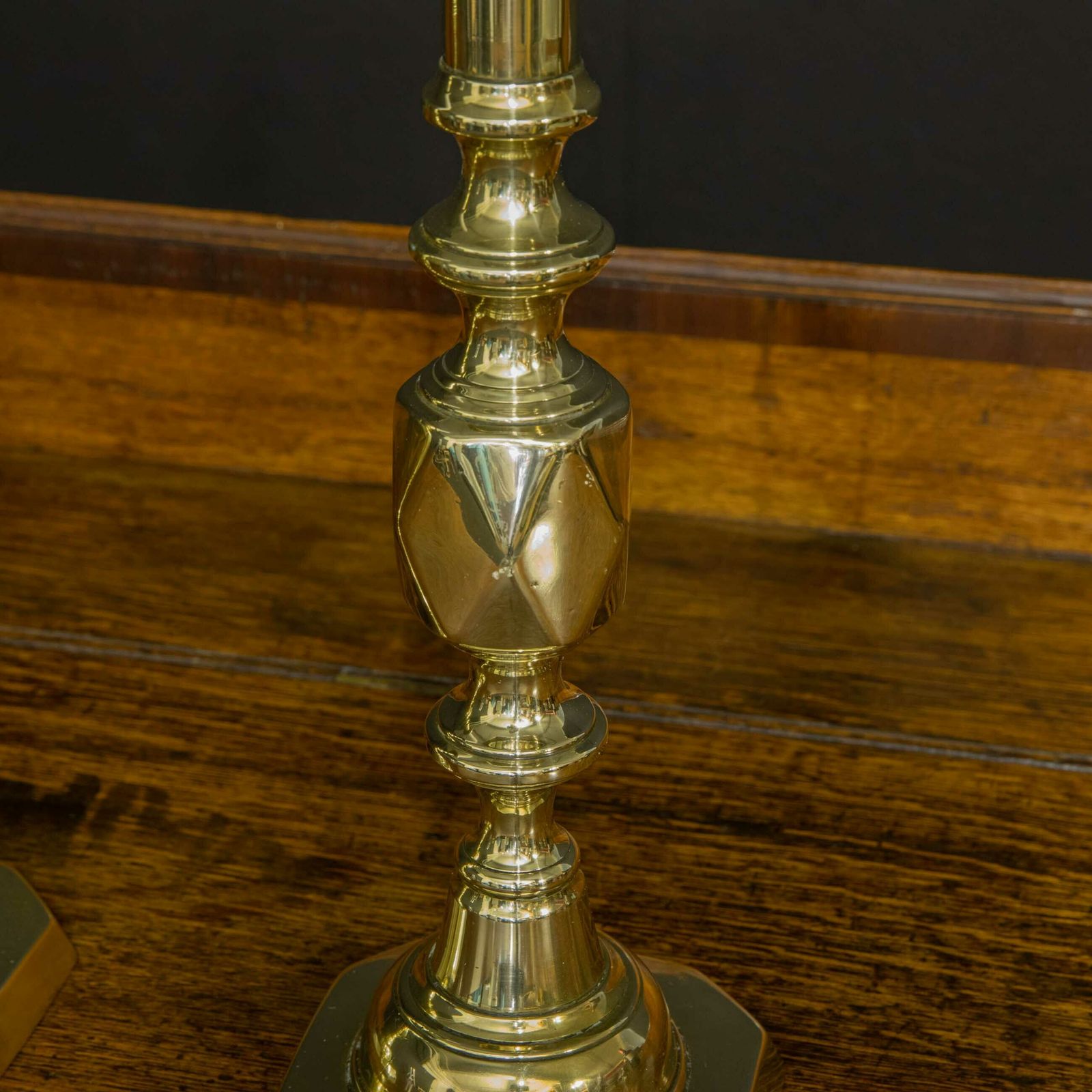 Pair Of Victorian Queen Of Diamond Brass Candlesticks photo vintage