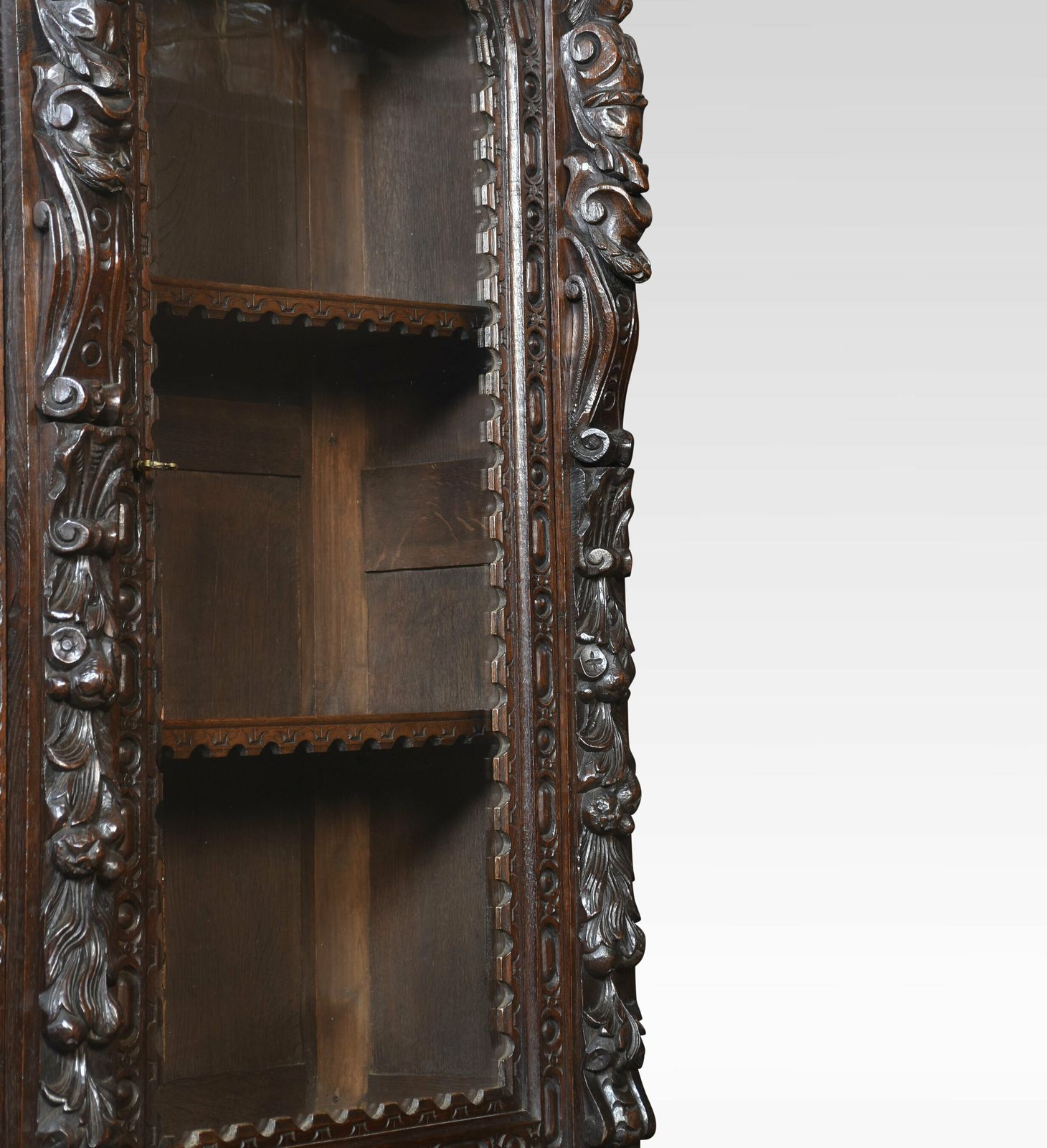 Renaissance Revival Carved Oak Two Door Bookcase photo vinterior