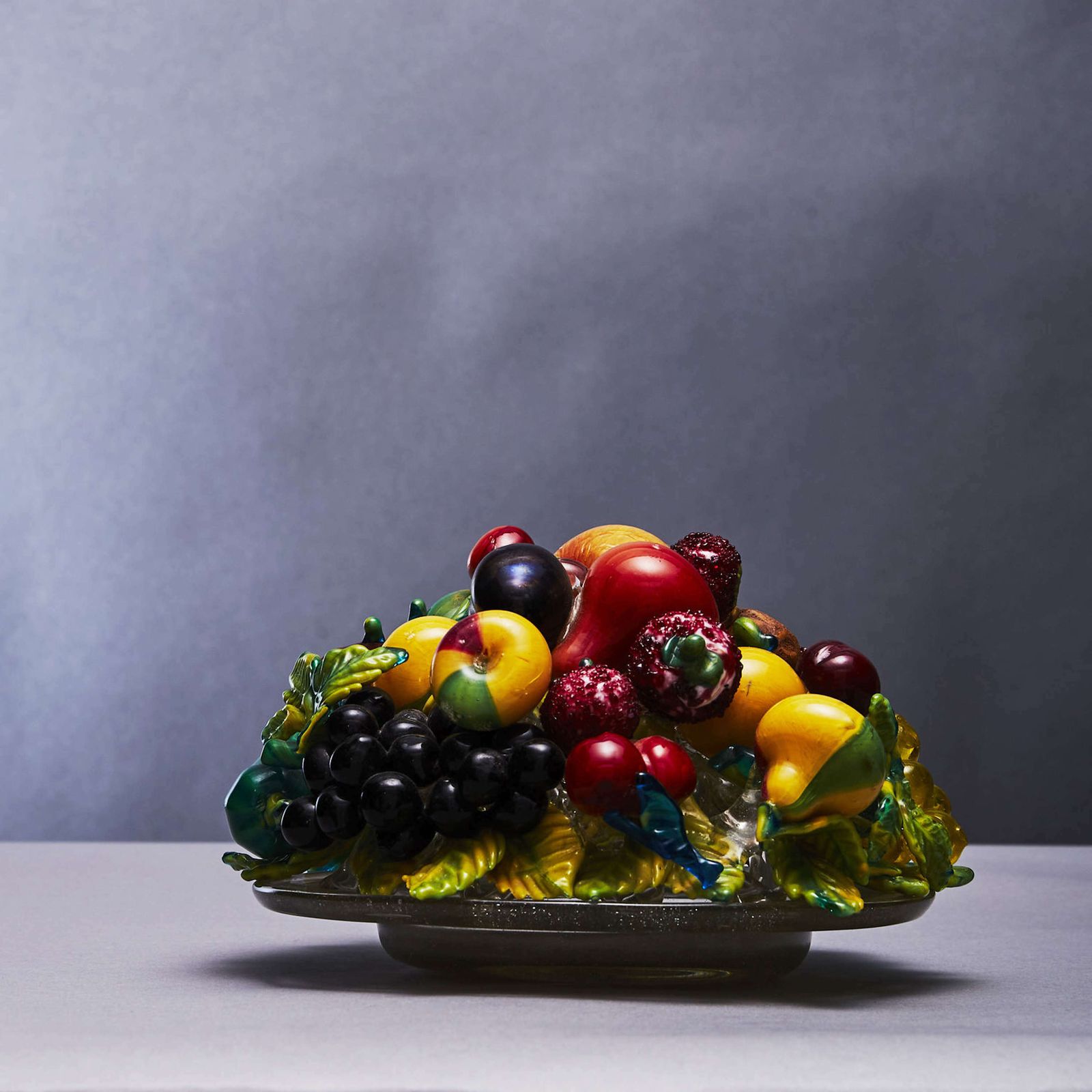 Pair Of Still Life Fruit Bowls Murano Glass By Aristi Barovier,1920's photo vintage