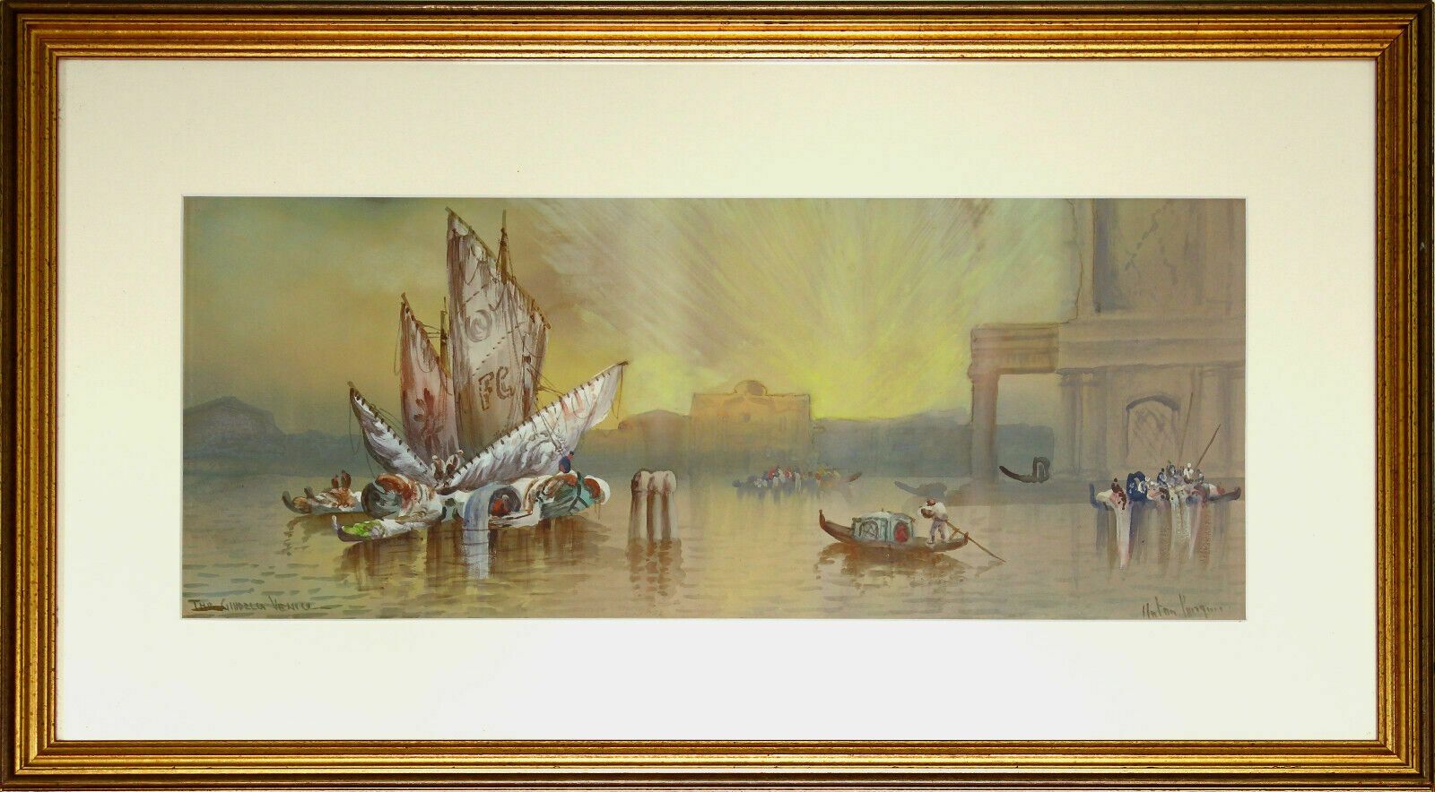 Watercolour By Anton Perique. Titled "The Gindella Venice"