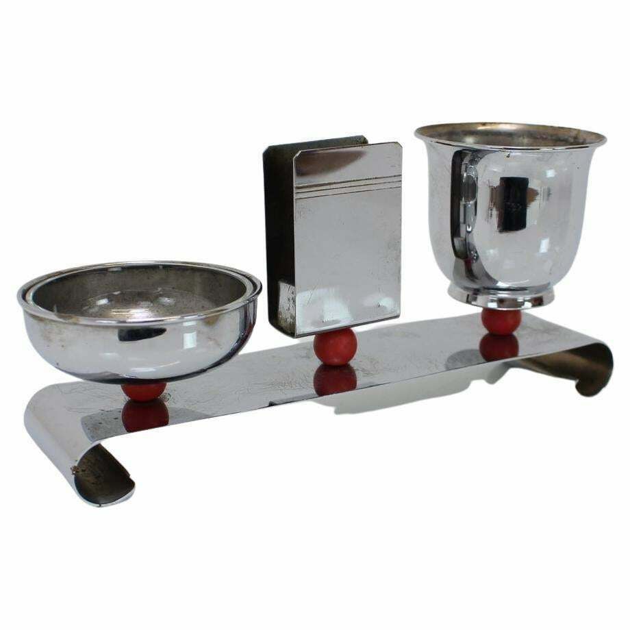 Bauhaus Art Deco Chrome Smoking Set, 1930s