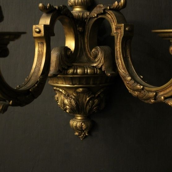 French 19th C Bronze Antique Wall Sconces photo buy