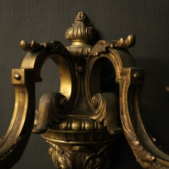 French 19th C Bronze Antique Wall Sconces photo vintage