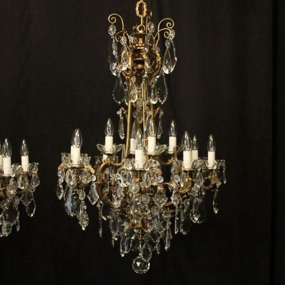 French Pair Of Gilded Bronze Antique Chandeliers photo furniture