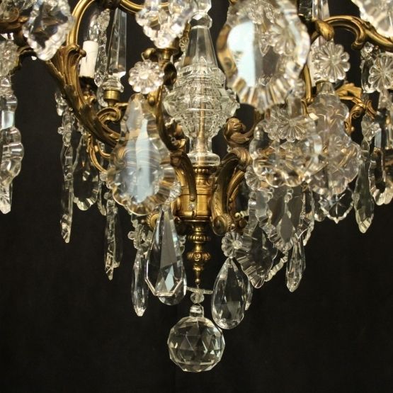 French Pair Of Gilded Bronze Antique Chandeliers photo vintage
