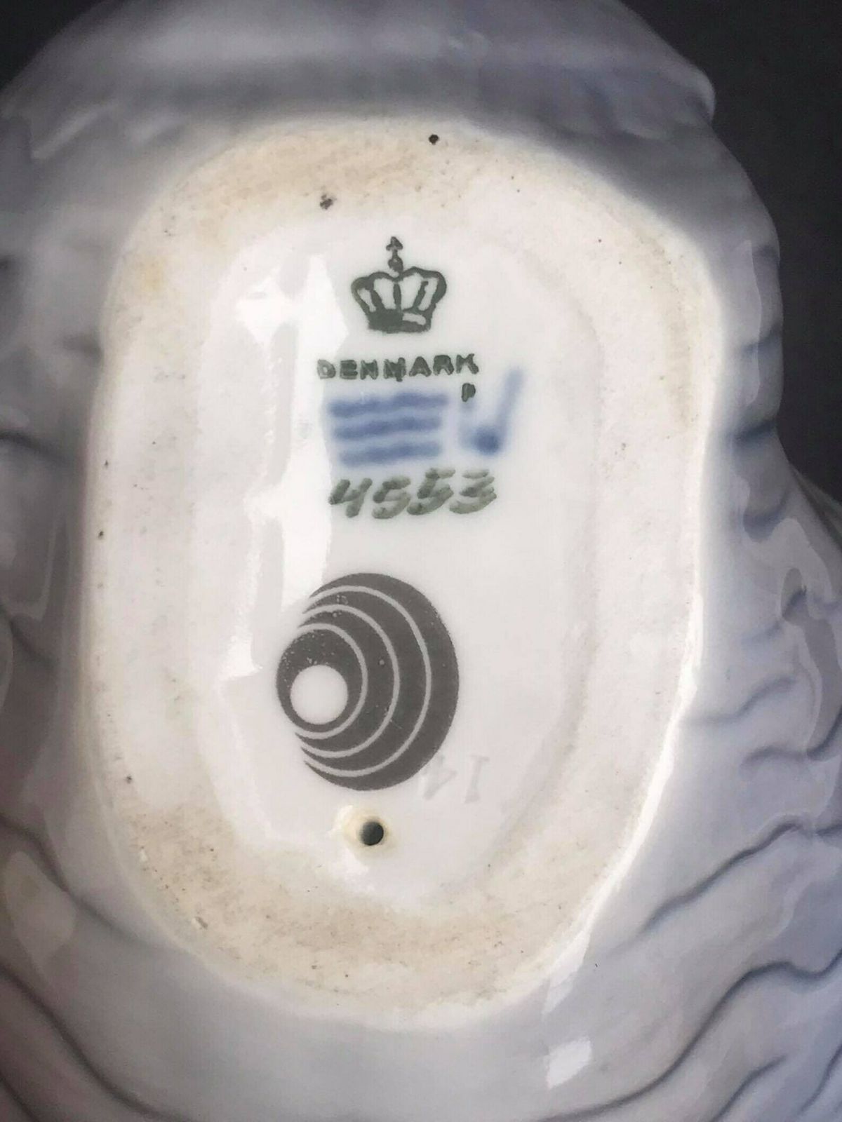 Pipe Rest Royal Copenhagen Porcelain Pipe Holder Bowl Pipe Collector Art Deco Danish 1920s Tobacco Oyster Shell Shaped Grey Blue Decor photo vintage