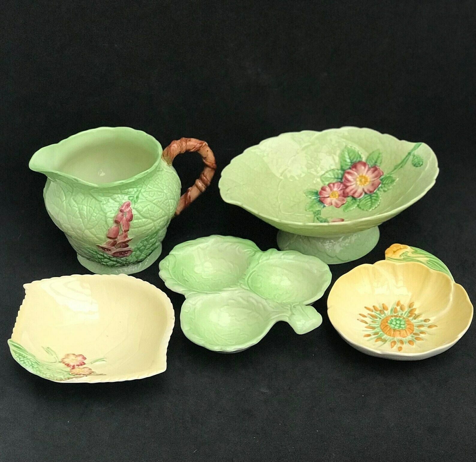 photo furniture Carlton Ware Dishes Plate Serving Green Foxglove Creamer Plate 4 Pieces Green Decoration English Collectors Antique China