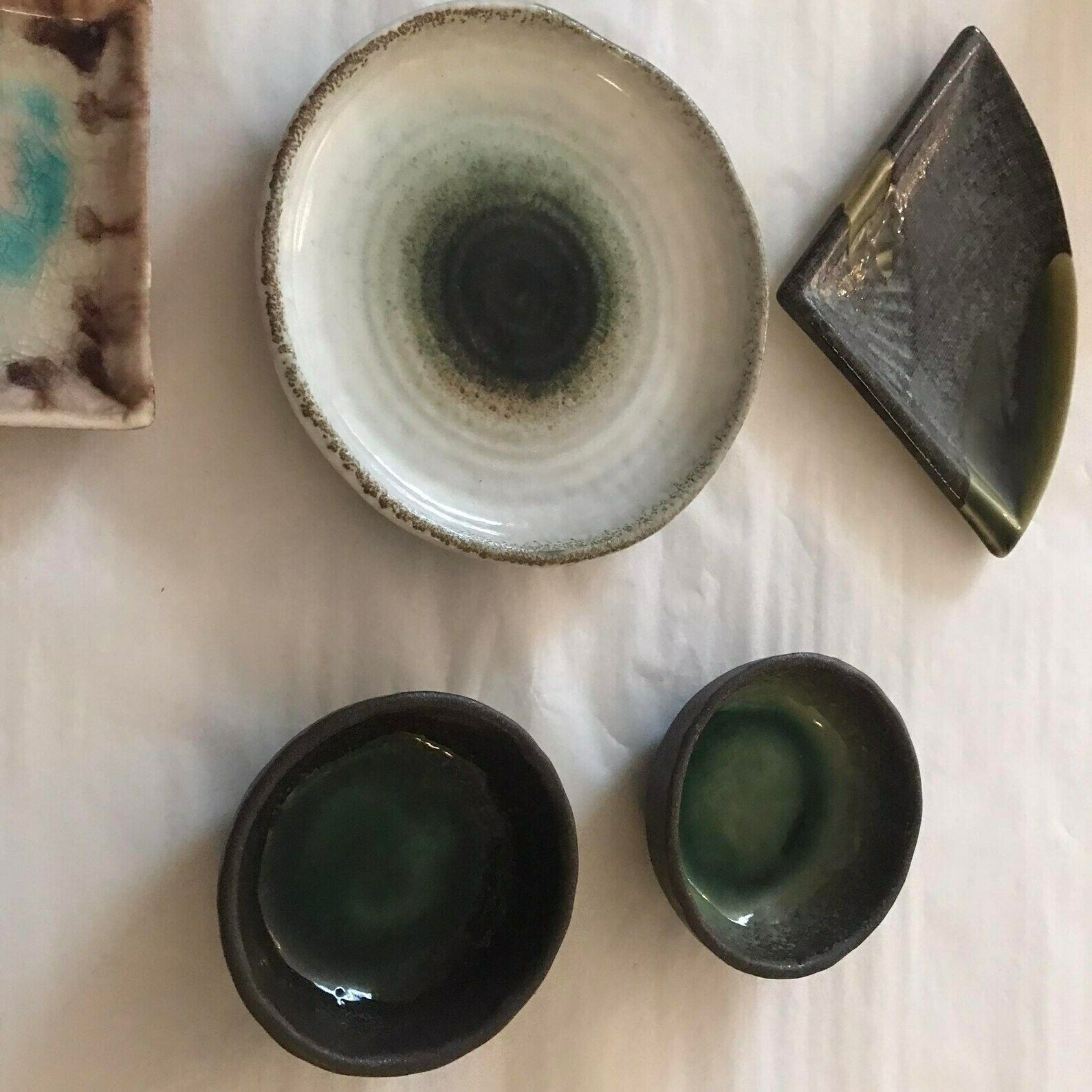 Japanese Bowls Plates Set Serving Sauce Dish, Dinner Sashimi Plate Asian Food Dish Blue Ceramic Porcelain Fish Serving Tr photo 127.0