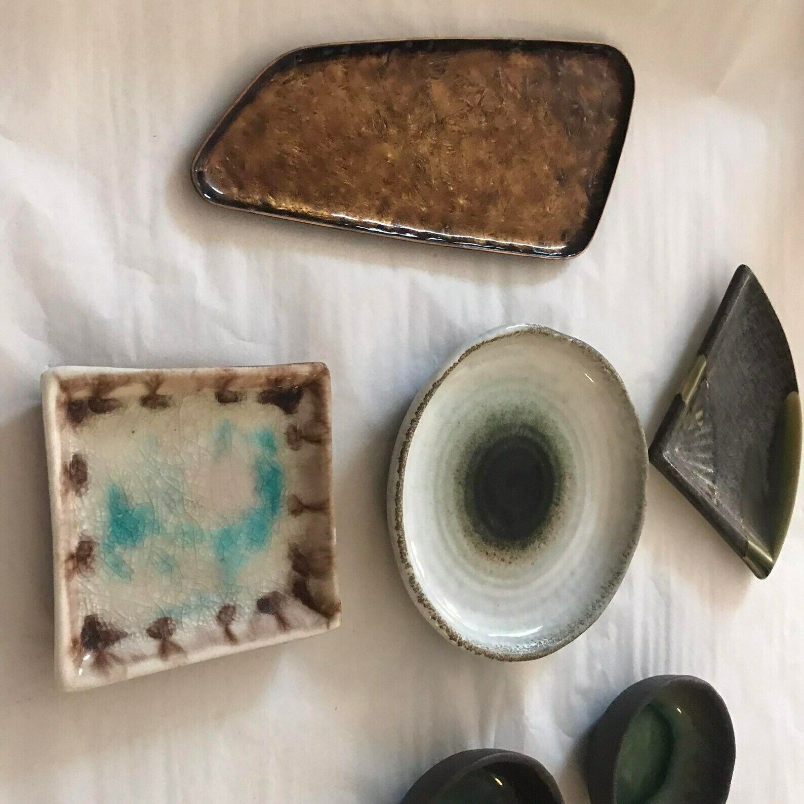 Japanese Bowls Plates Set Serving Sauce Dish, Dinner Sashimi Plate Asian Food Dish Blue Ceramic Porcelain Fish Serving Tr photo vinterior