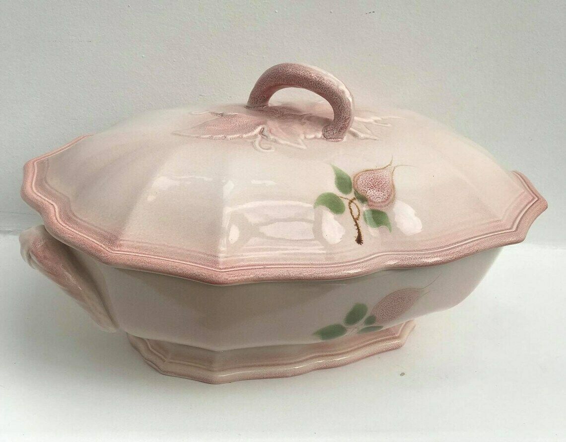 Soepterrine Groenteschaal Grote Serveerschaal Vintage Zachtroze Vintage Majolica Huwelijkscadeau Mid Century Van Salins Les Bains Handgeschilderd photo Woonaccessoires
