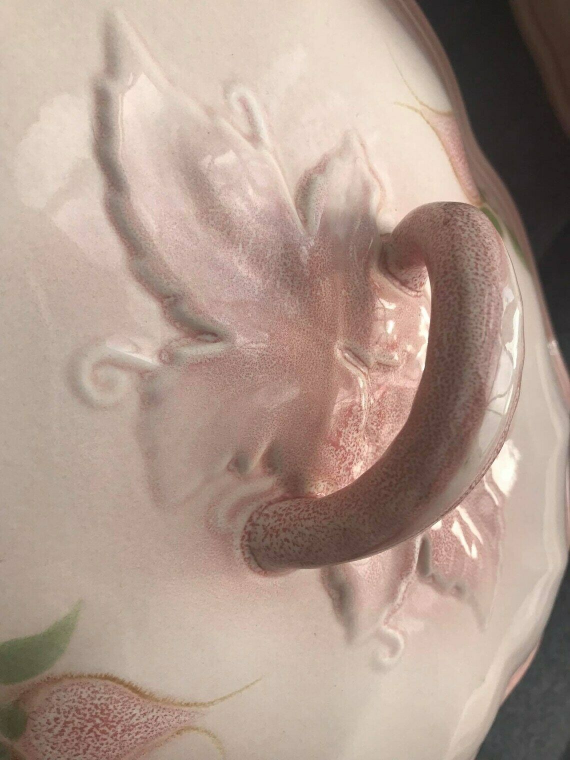 Soup Tureen Vegetable Large Serving Plate Vintage Soft Pink Vintage Majolica Wedding Gift Mid Century By Salins Les Bains Hand Painted photo buy