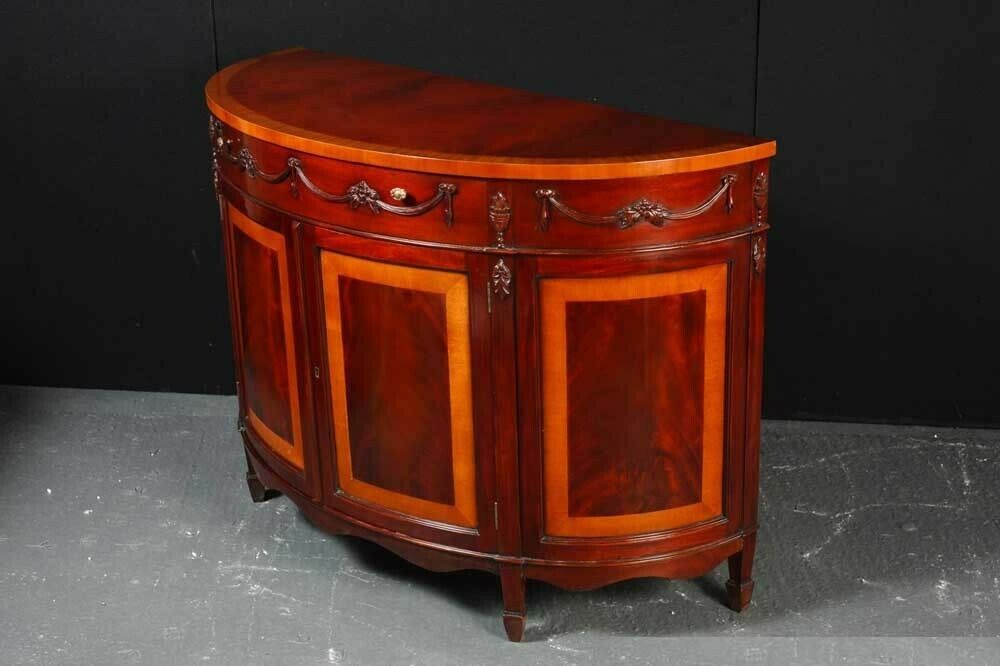 Regency Demi Lune Commode Cabinet Mahogany Satinwood Banding Server photo buy