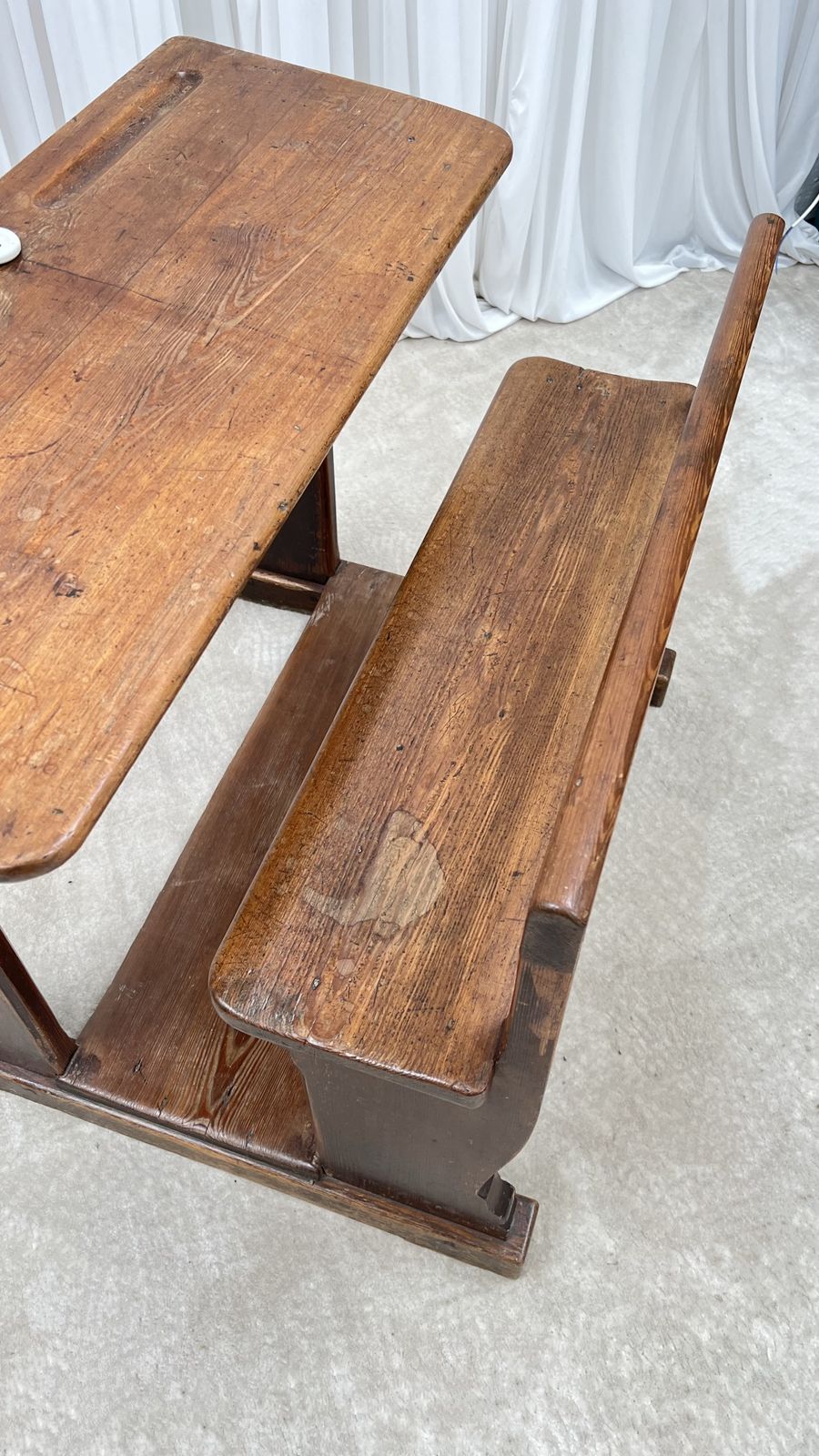 Antique French Two Seater Children’s School Desk photo furniture