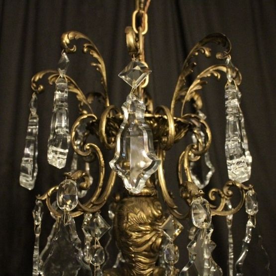 French Pair Of Bronze Antique Chandeliers photo vintage