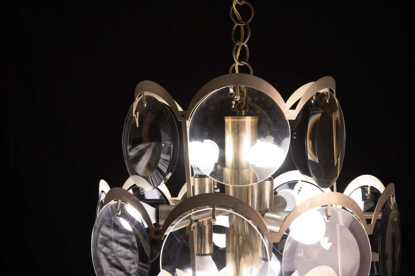 Vistosi Smoked Glass Discs Chandelier, 1960s photo vintage