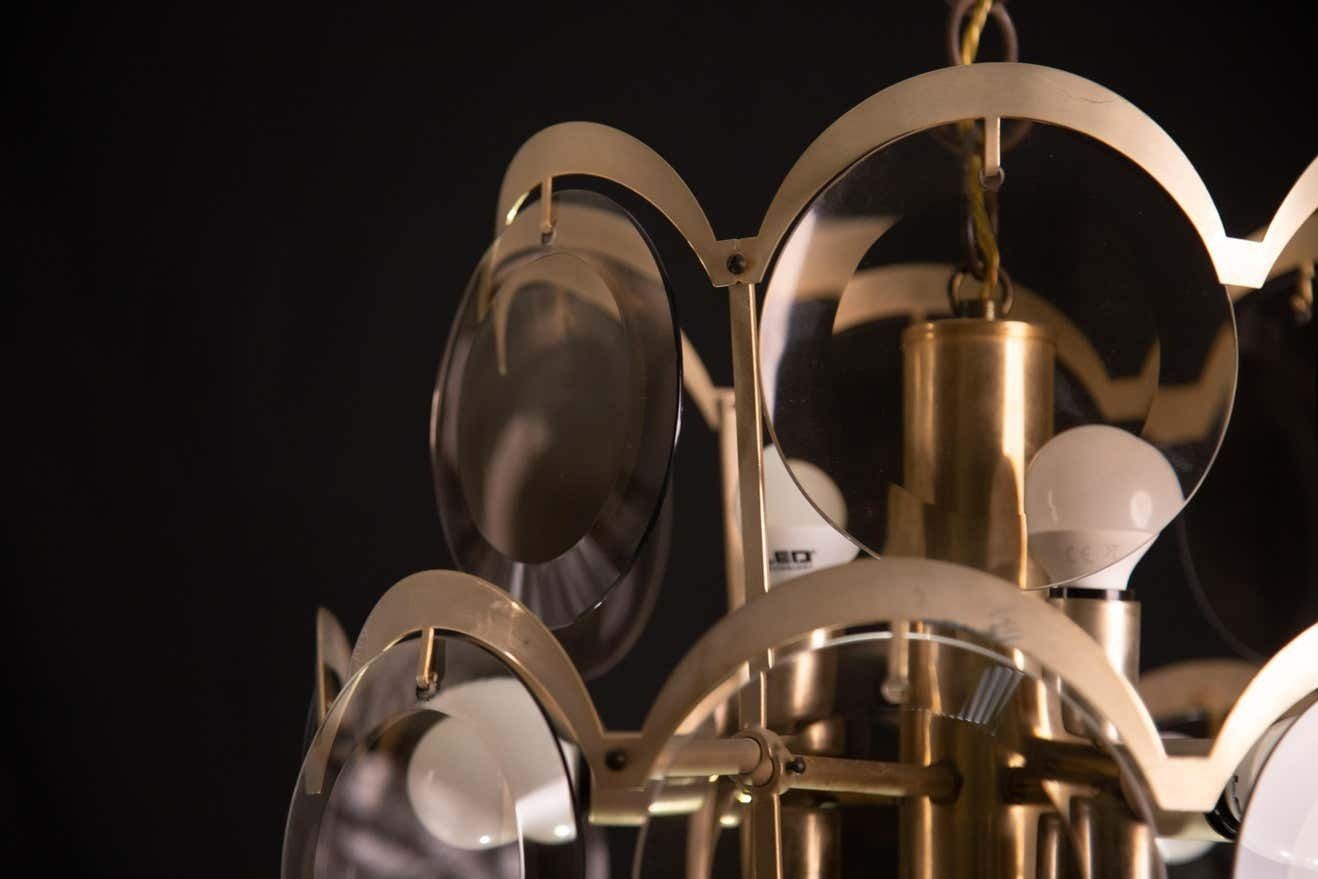 photo for sale Vistosi Smoked Glass Discs Chandelier, 1960s