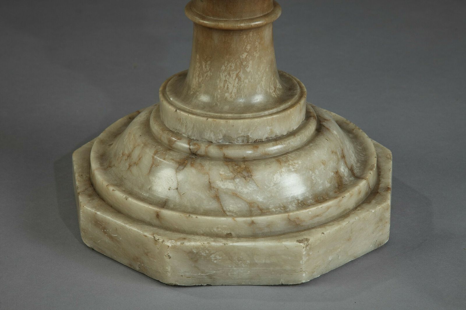 photo buy Pedestal Table In Alabaster With Marble Inlaid Top In Italian Style, 16th Century
