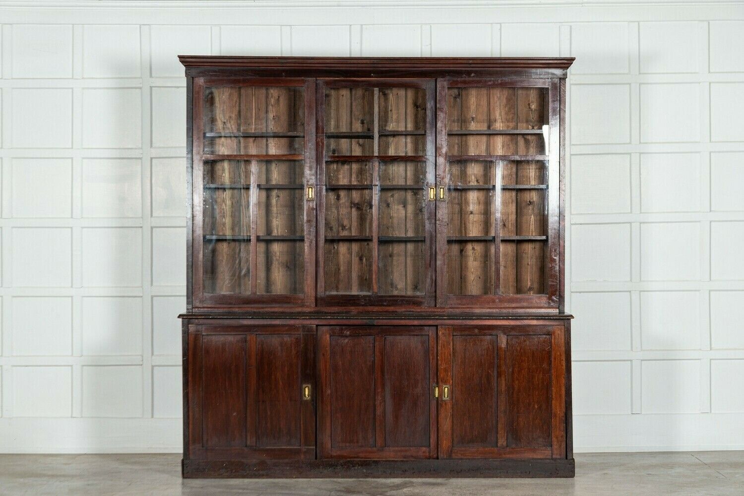 Large 19thc English Mahogany & Pine Haberdashery Glazed Cabinet photo furniture