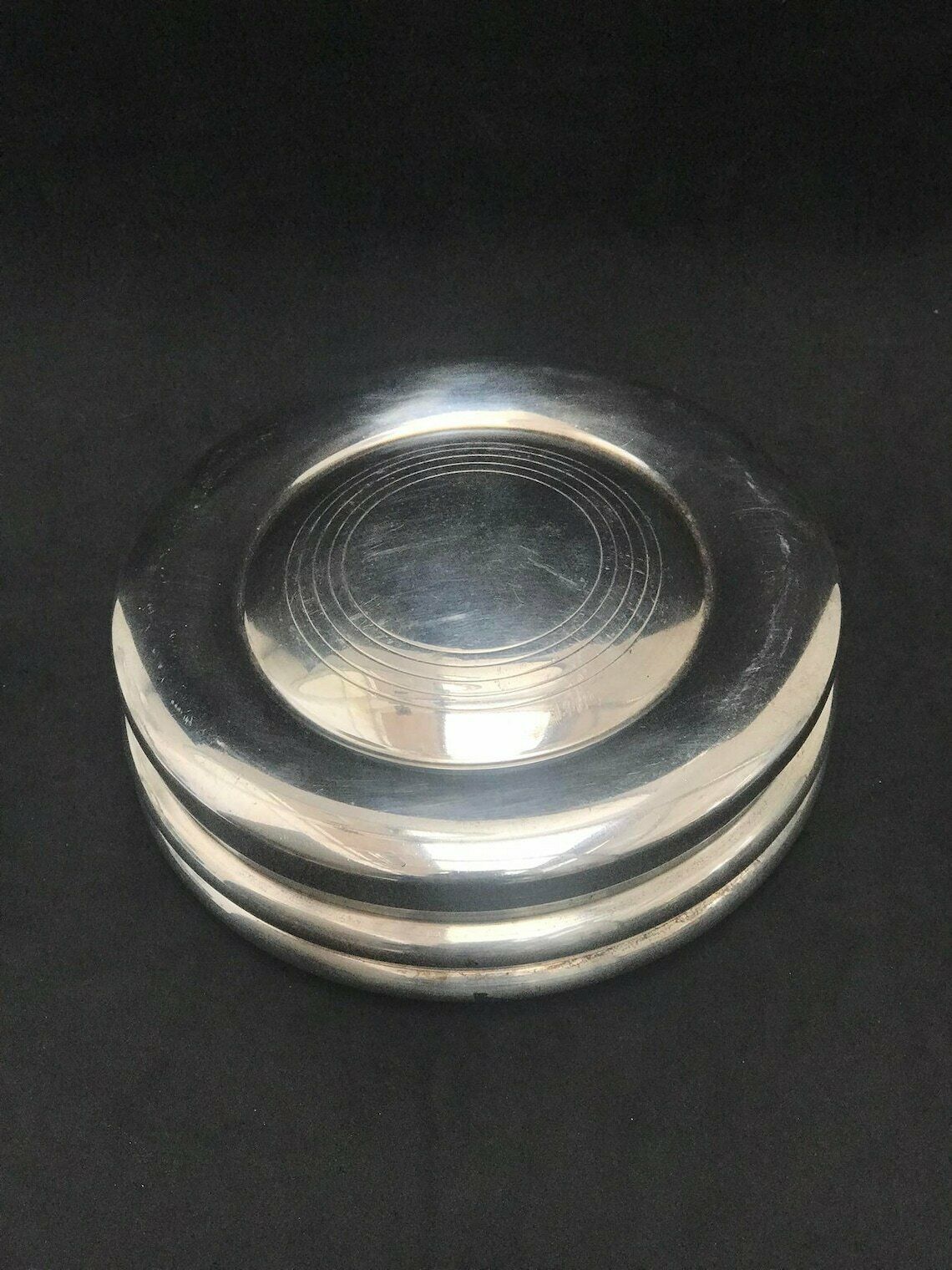 Box Round Silver Plated France Mid Century Desk Accessories, Vanity Man Decor Round Cufflinks Box Jewelry Box Gift For Him Coin Change Box photo buy